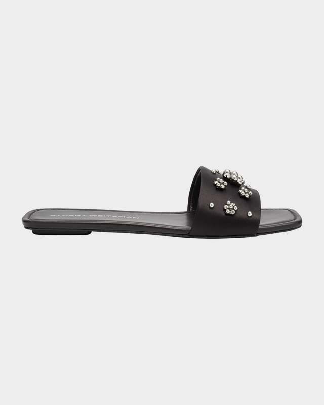 Poppy Embellished Satin Slide Sandals
